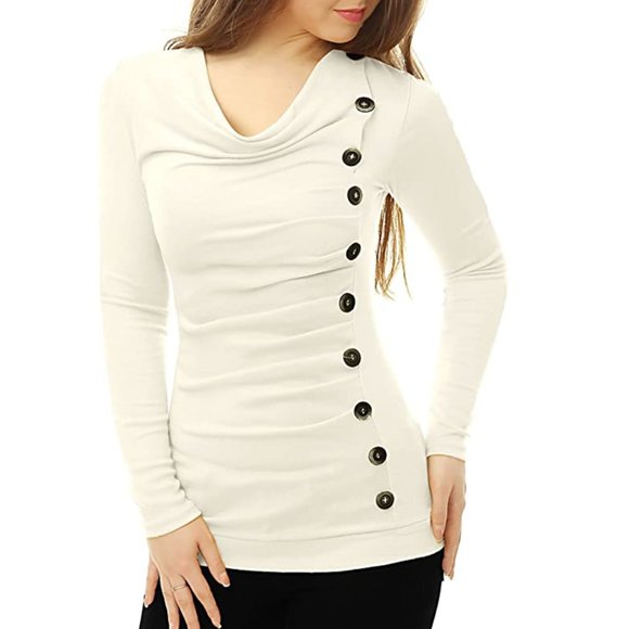 Allegra K Tops - NWT white Allegra K ruched cowl long sleeve top